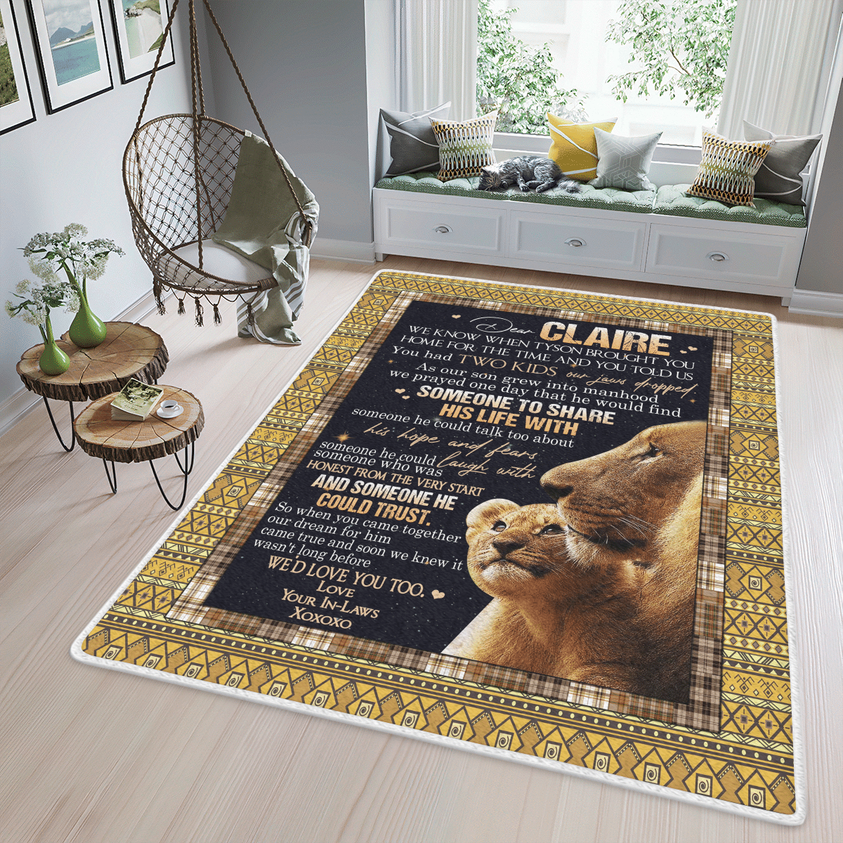 Wooni Dear Claire – Lion Area Rug, Rectangle Rug Wn03032215