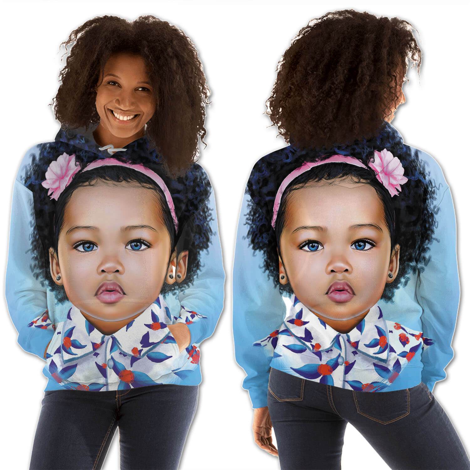 African American Hoodies Pretty Afro American Girl All Over Print Womens Hooded Sweatshirt African American Apparel BPS31866