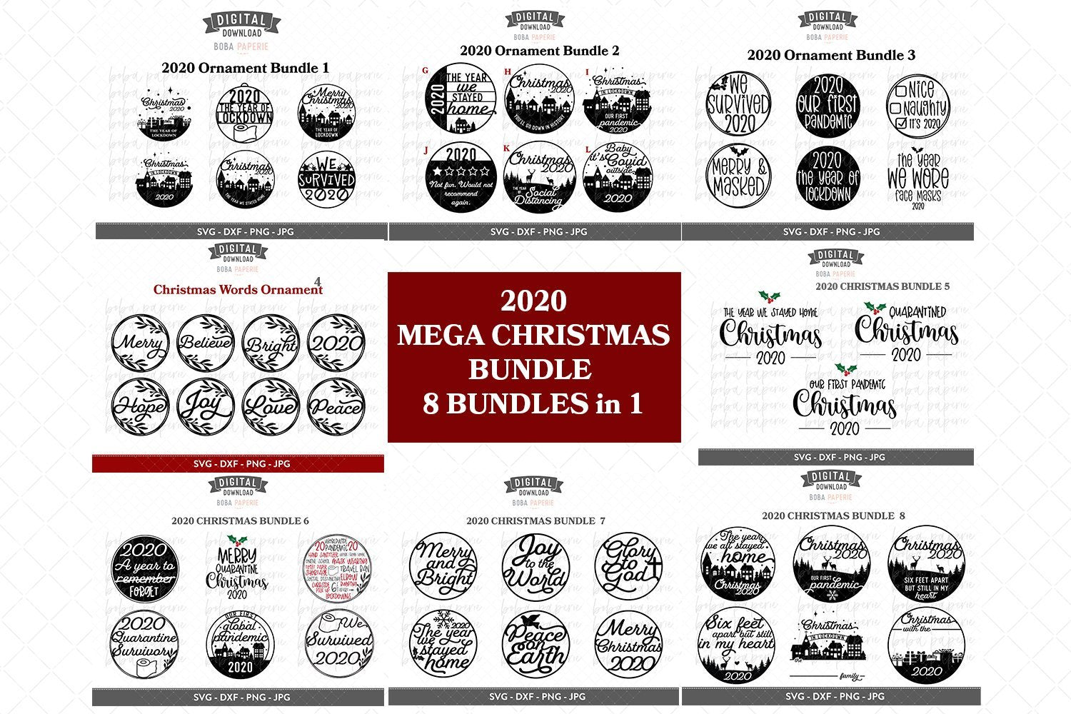 2020 Christmas Ornaments  Mega Bundle- 8 Bundle in 1