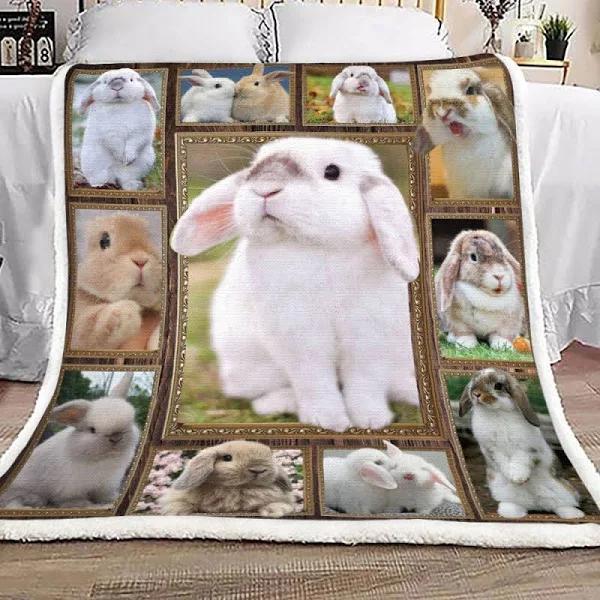 Rabbit Sherpa Fleece Blanket Throw Blanket