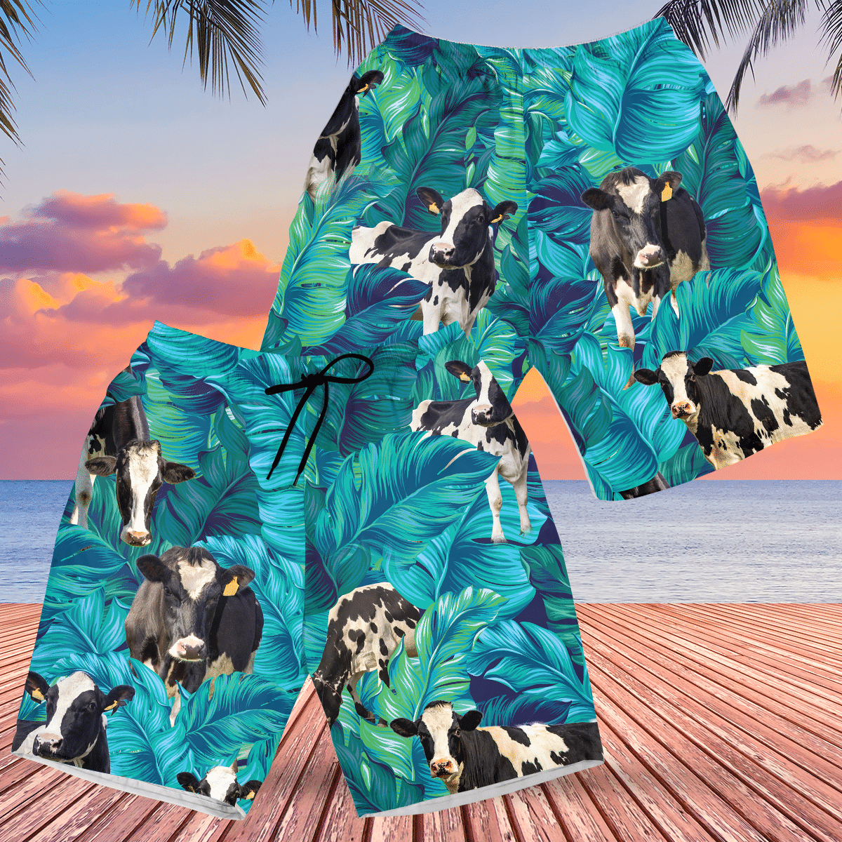 Holstein Friesian Cattle Lovers Hawaiian Shorts – Hawaiian Shirt For Men, Hawaiian Shirt For Women, Aloha Shirt