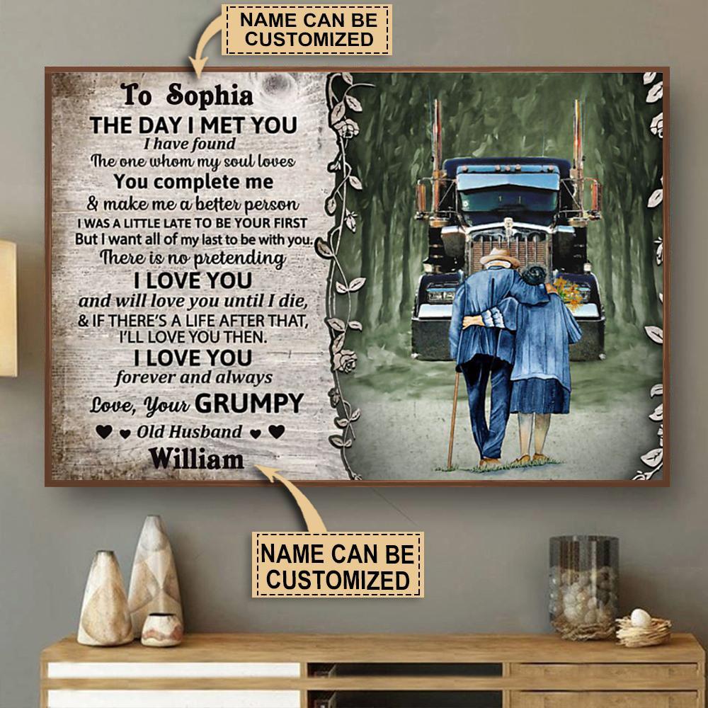 Aeticon Gifts Personalized Truck Grumpy The Day I Met Canvas Mom Dad Gift Home Decor