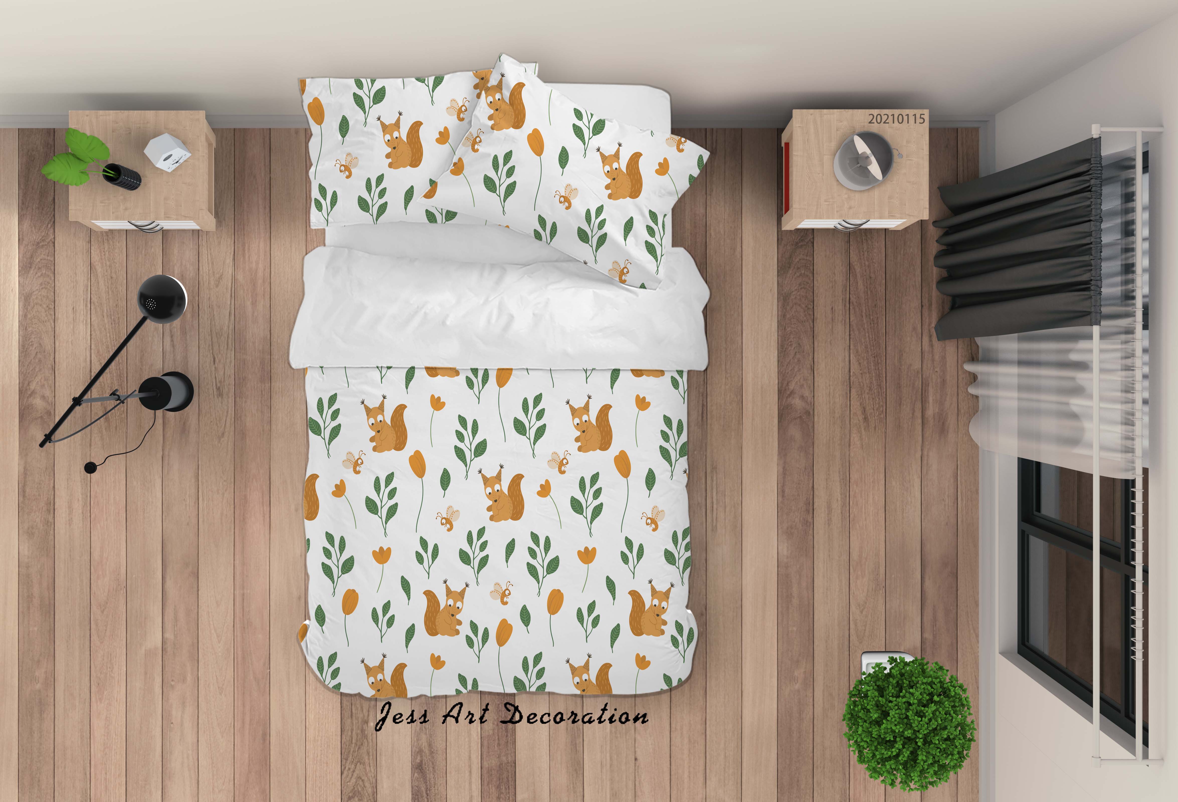 3D Cartoon Animal Pine Tree Floral Quilt Cover Set Bedding Set Duvet Cover Pillowcases 6