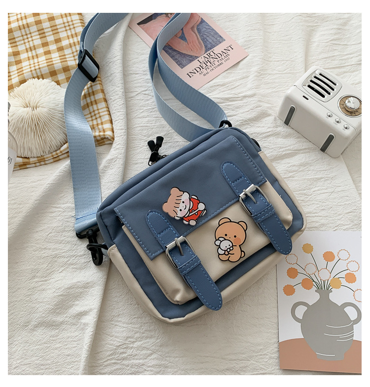 Crossbody Female 2022 New Cute Girl Canvas Student Korean Version One-shoulder Small Square Bag Multifunctional All-match alx