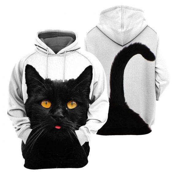 Black Cat All Over Print Unisex Hoodie Cat Lovers