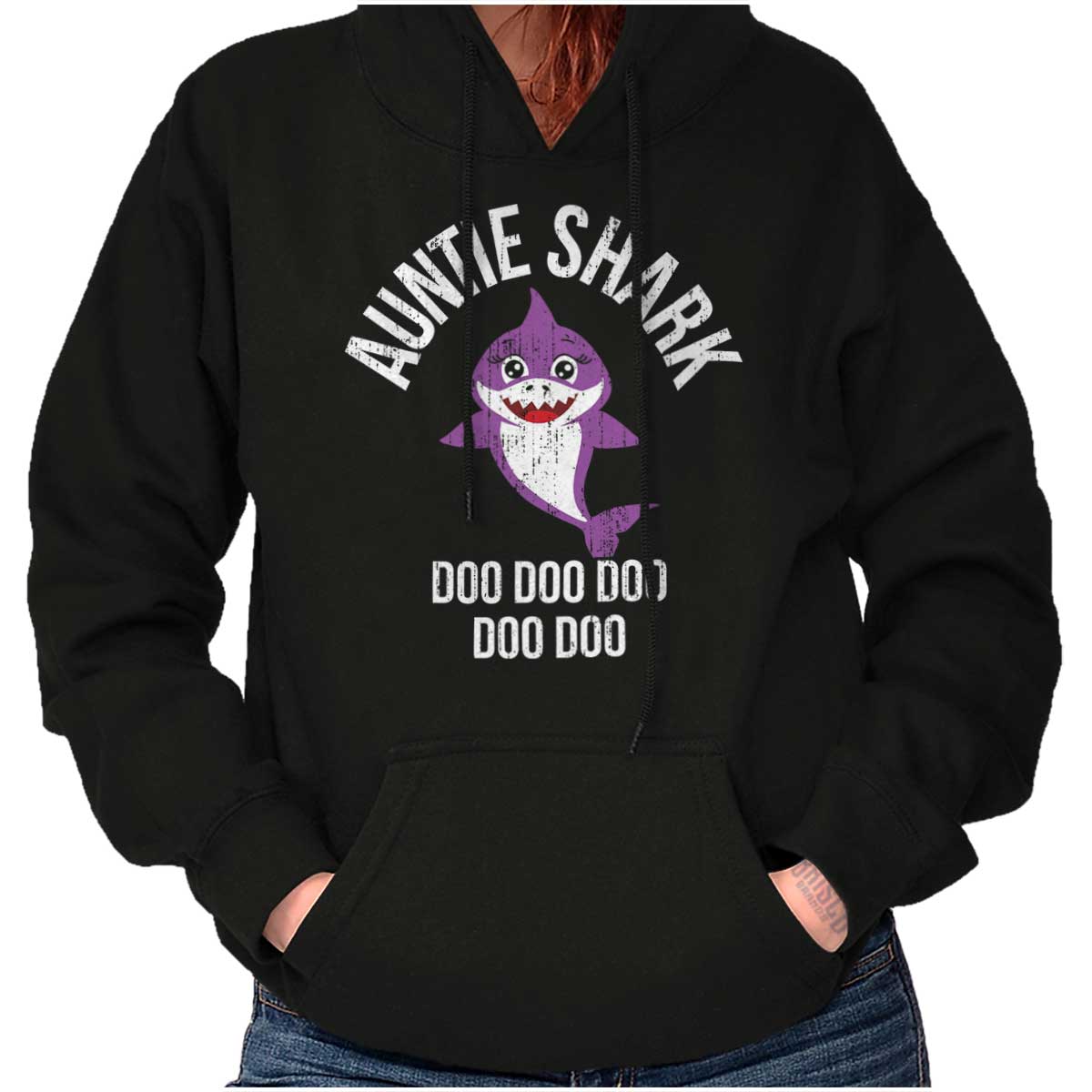 Cartoon Auntie Shark Hoodie