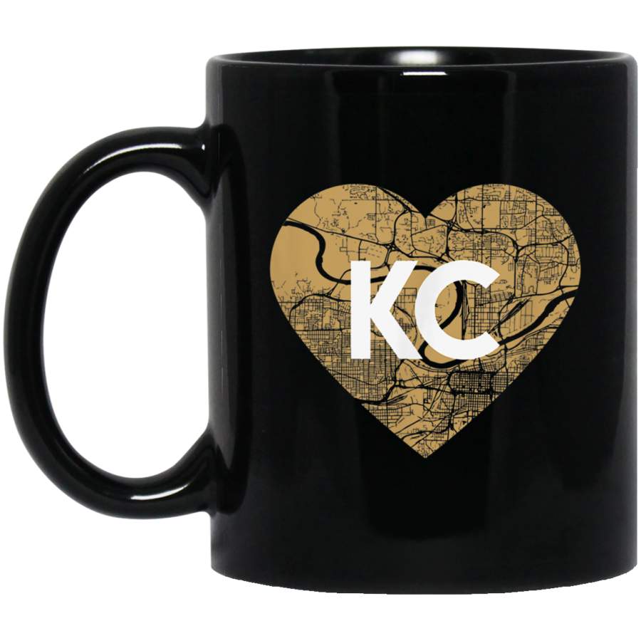 I Love Kansas City Baseball KC Heart Map Mug