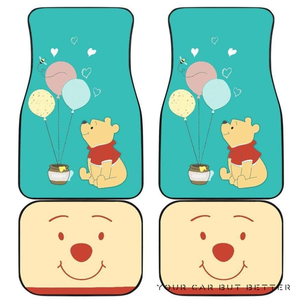 Pooh With Balloons In Blue Theme Car Floor Mats 155026 Personalized Car Seat Floor Mat Custom Print