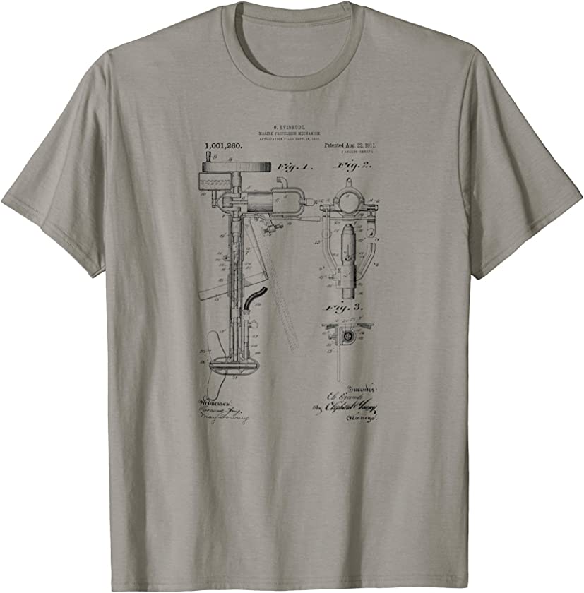 Vintage Patent Print 1911 Boat Motor T-Shirt