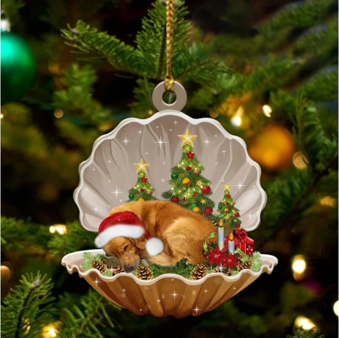 Golden Retriever-Sleeping Pearl In Christmas Two Sided Ornament