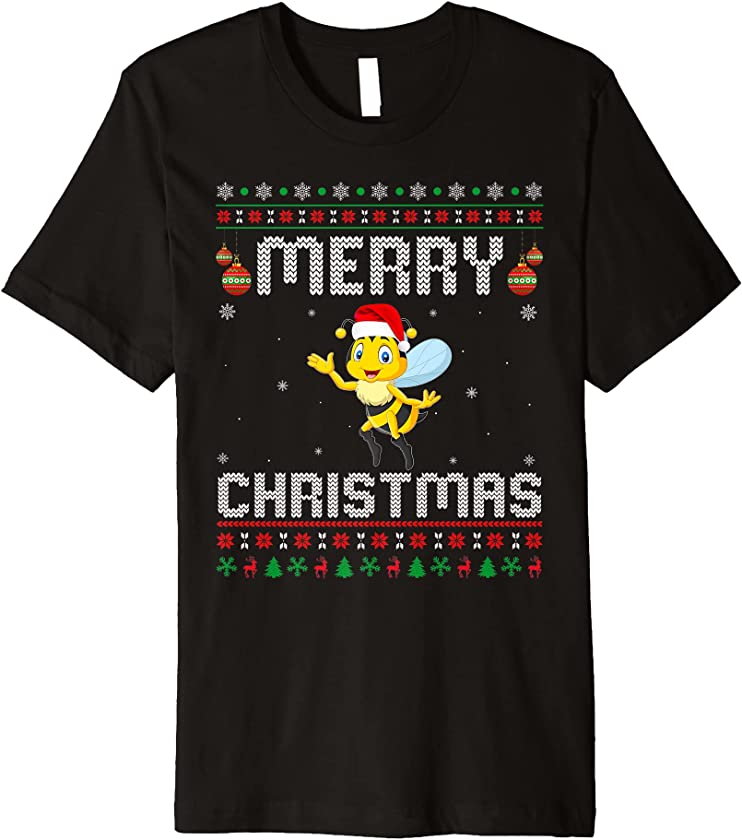 Bee Merry Xmas Design Matching Ugly Christmas Holiday Premium T-Shirt