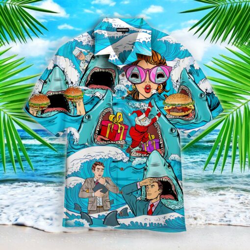 The Meg Shark Is Coming 3D All Over Printed Hawaiian Shirt For Hippie Soul, Hippie Lovers, Summer Short Sleeve Button Hawaiian Shirt, Gift For Hippie