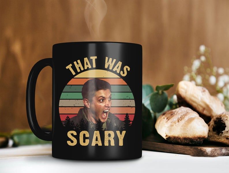 Black Mug Retro Vintage That Was Scary Dean Winchester Mug Supernatural Movie Mug Dean Winchester Mug Premium Sublime Ceramic Coffee Mug H99