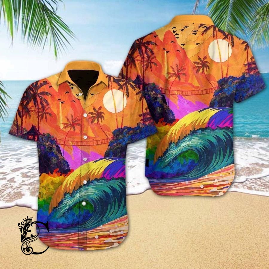 Beach Shirt High Quality Lgbt Sunset Hawaiian Shirt- Chillicothemall