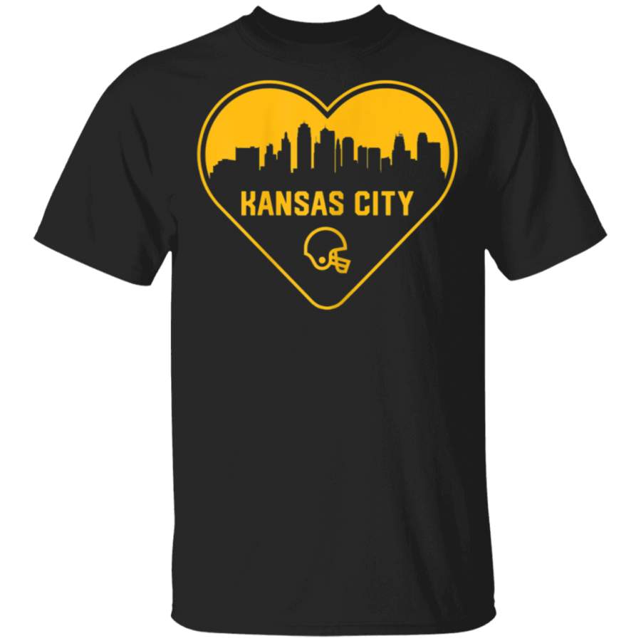 Womens Cute I Love Kansas City Football Heart City Skyline TShirt