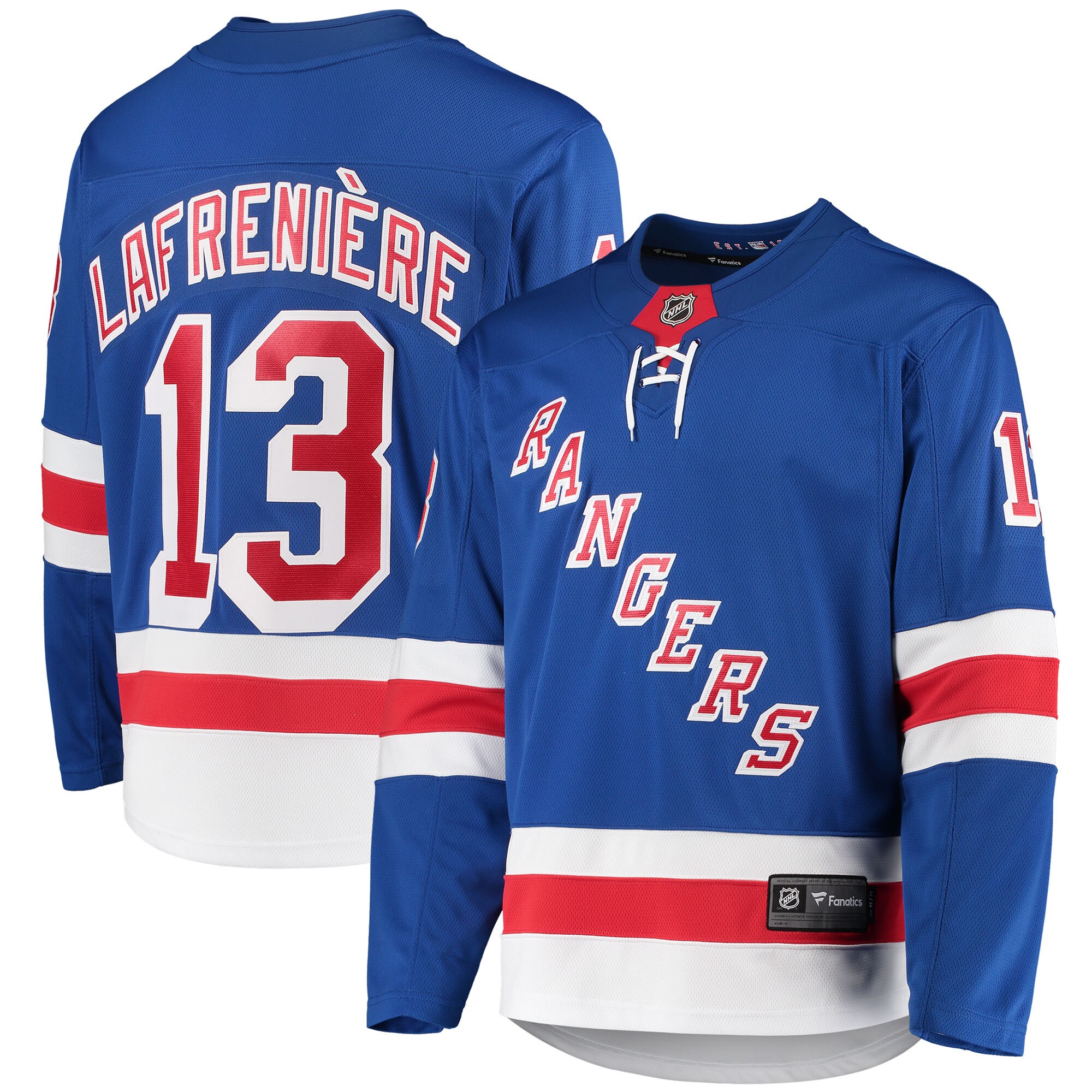 Men's New York Rangers Alexis LafreniÃre Blue Premier Breakaway Player Jersey