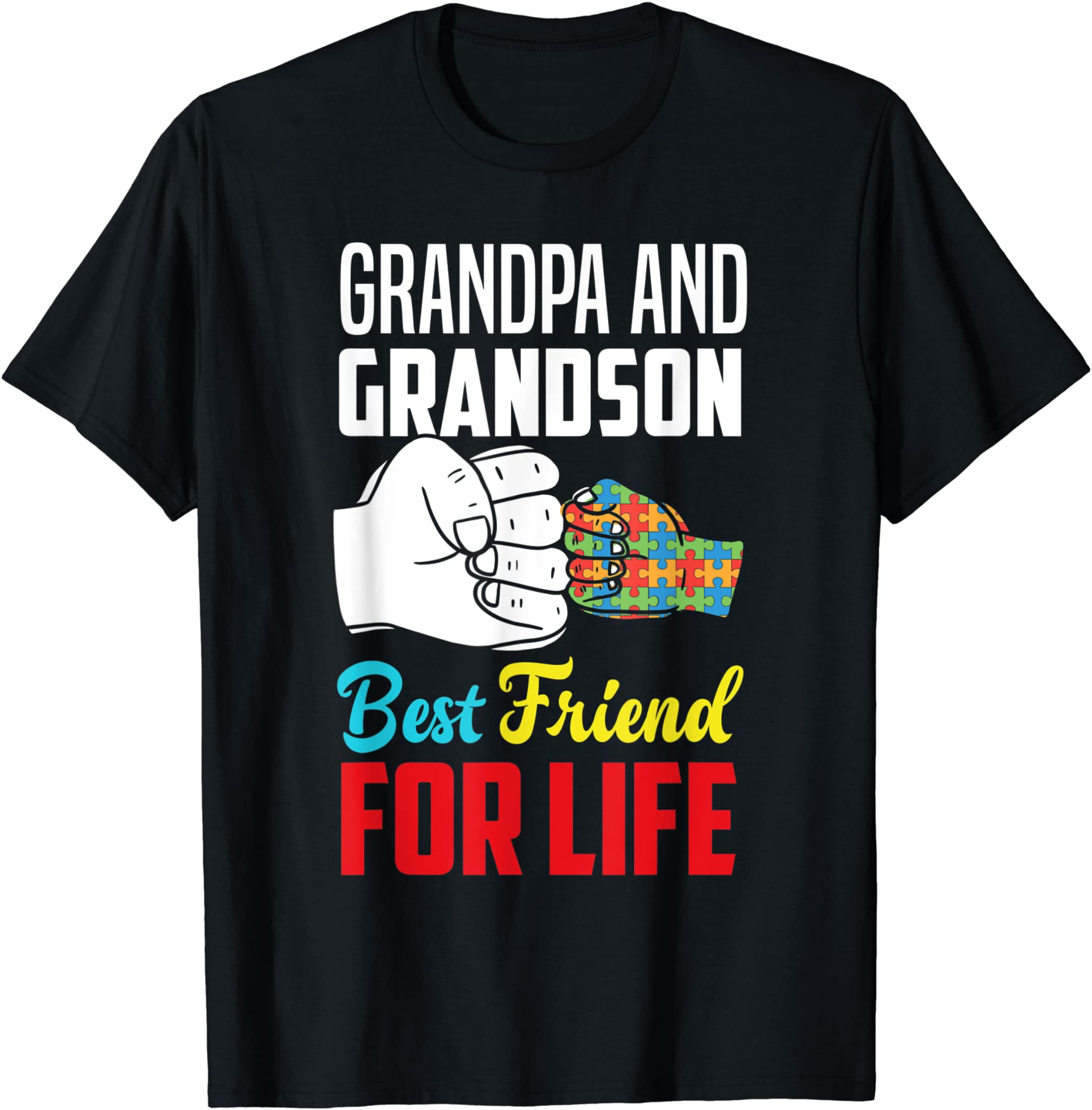 Grandpa And Grandson Best Friend For Life Autism Grandpa T-Shirt