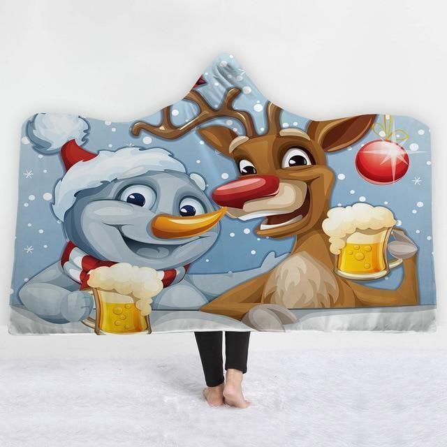 X-Mas Friends Cheer Hooded Blanket Christmas Decoration Ideas