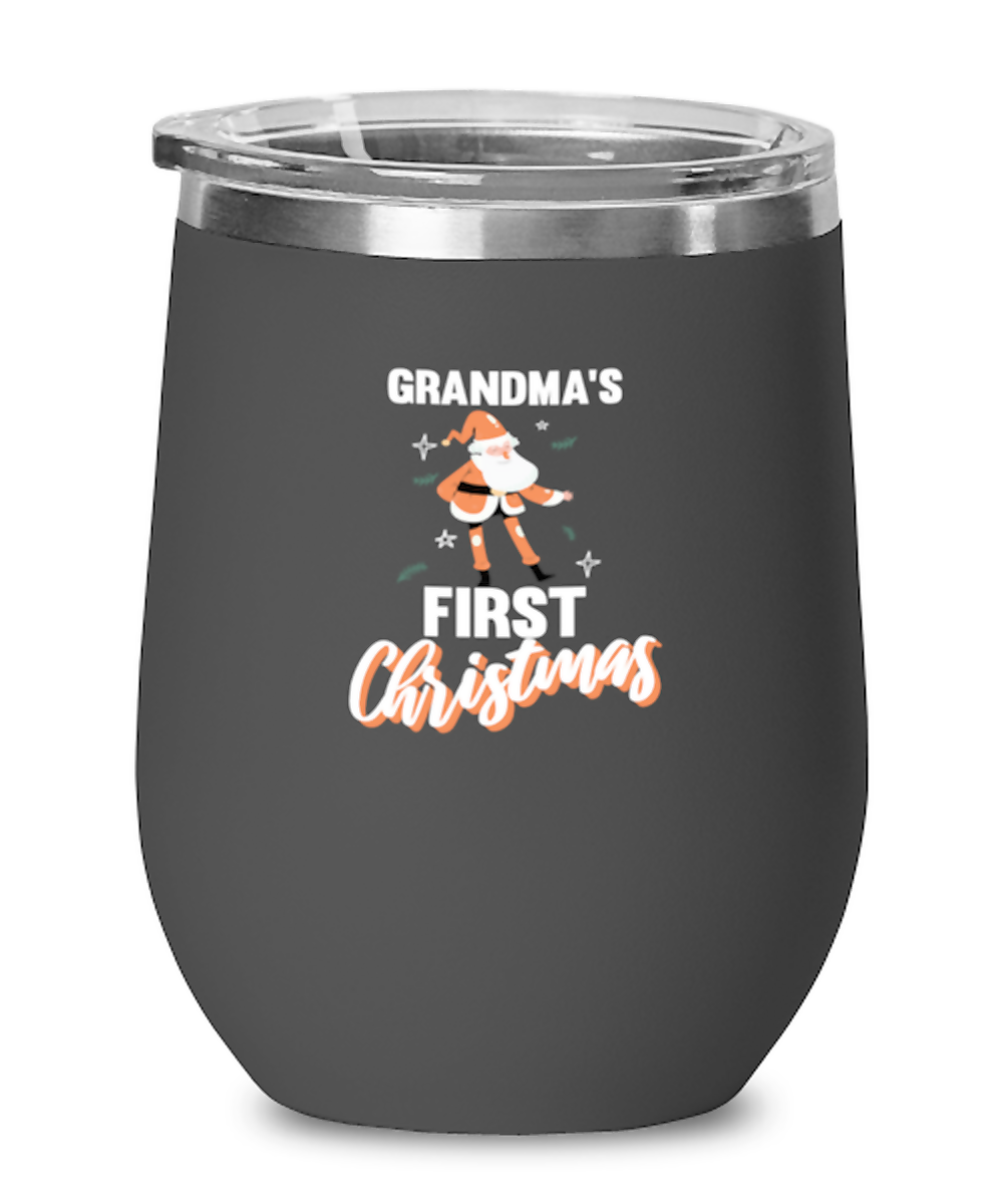 Wine Tumbler Stainless Steel Insulated  Funny Grandma’S First Christmas Mimi Nana