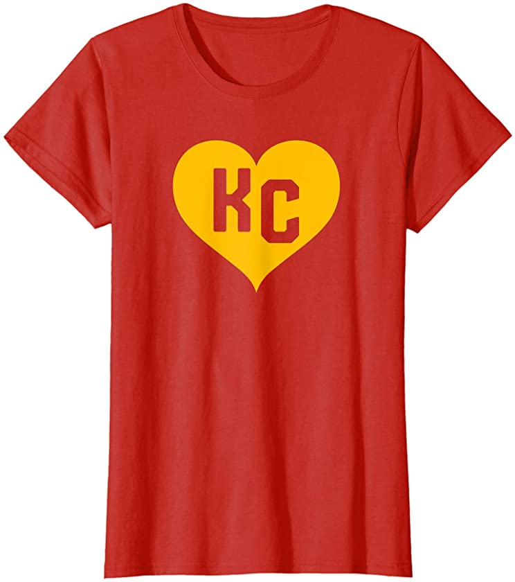 Womens Cute I Love Kansas City Heart KC Football T-Shirt