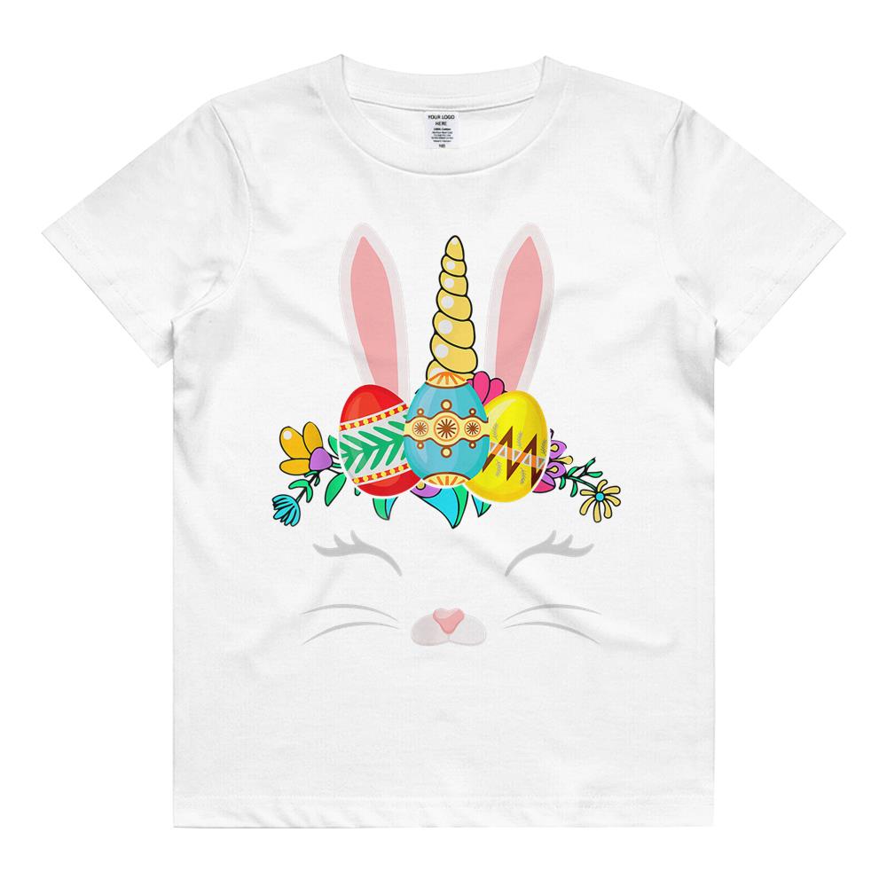 Bunny Unicorn Happy Easter Day 2021 Color Eggs Gifts Kids T Shirt