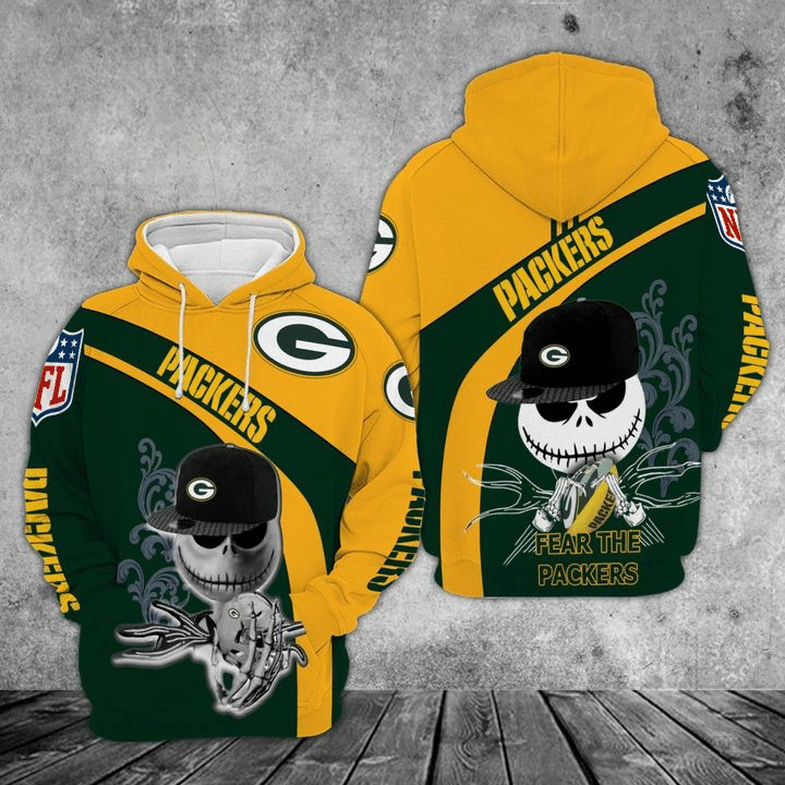 Jack Skellington Green Bay Packers All Over Printed Hoodie HN250908