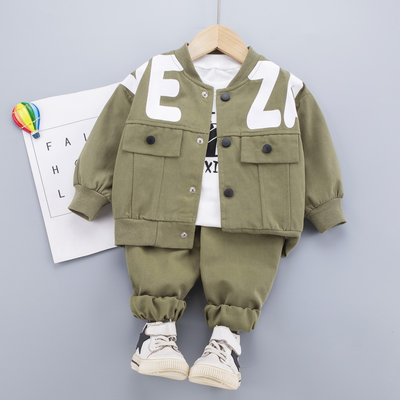 Boys Clothing Sets Children Fashion Cartoon Baby Long Sleeve T-shirt Coat And Pants Suit 3pcs Outfits Kids Sport Suit1-4 years alx