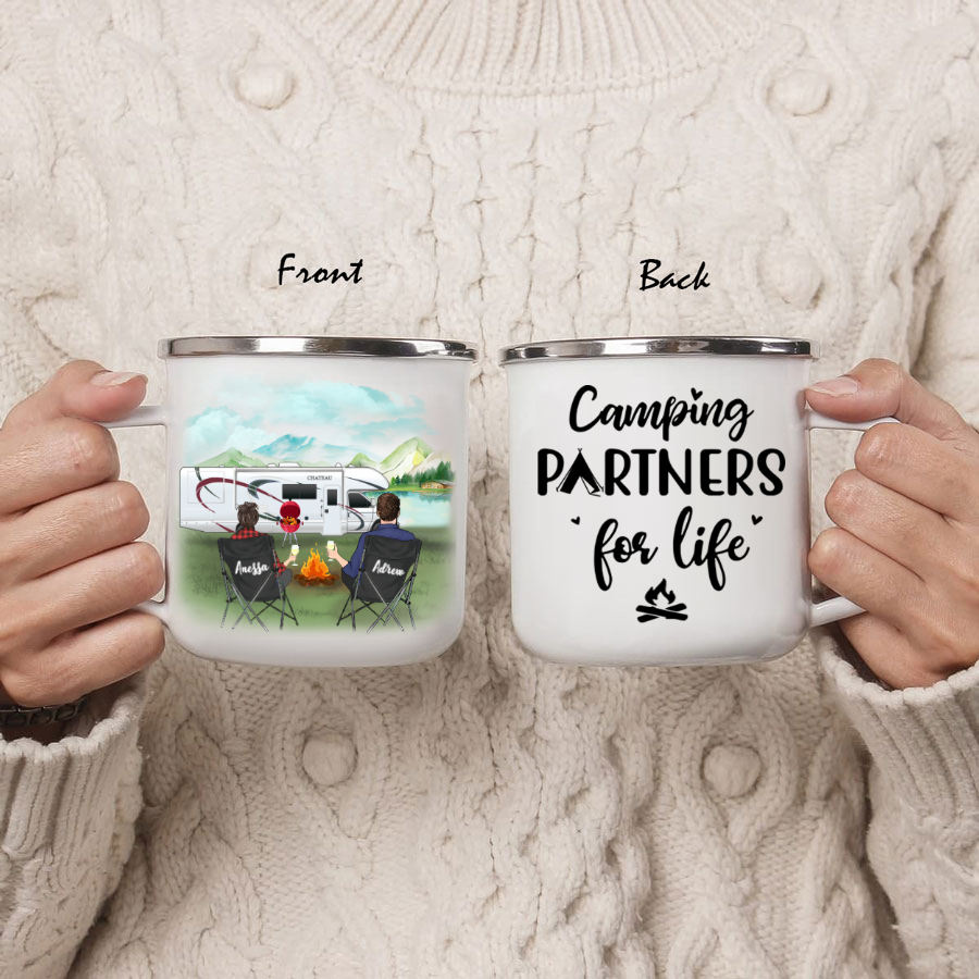 Personalized camping campfire mug, Gift For Couple, Camping Lovers – Couple Camping – Camping partners for life