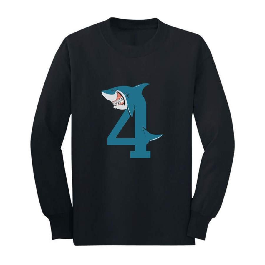 4th Birthday Shark Four Year Old Toddler/Kids Long sleeve T-Shirt