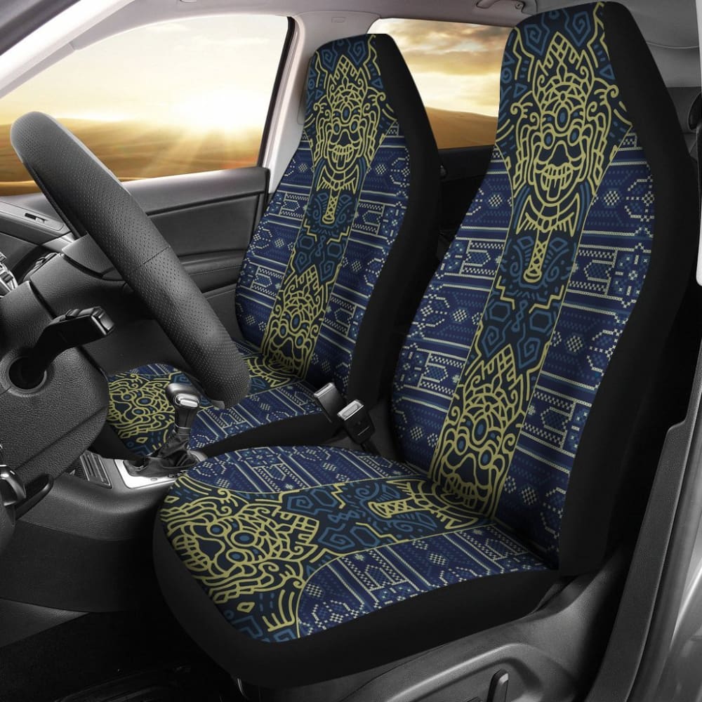 Aztec Elephant Navy Blue Mustard Yellow Car Seat Covers 101819