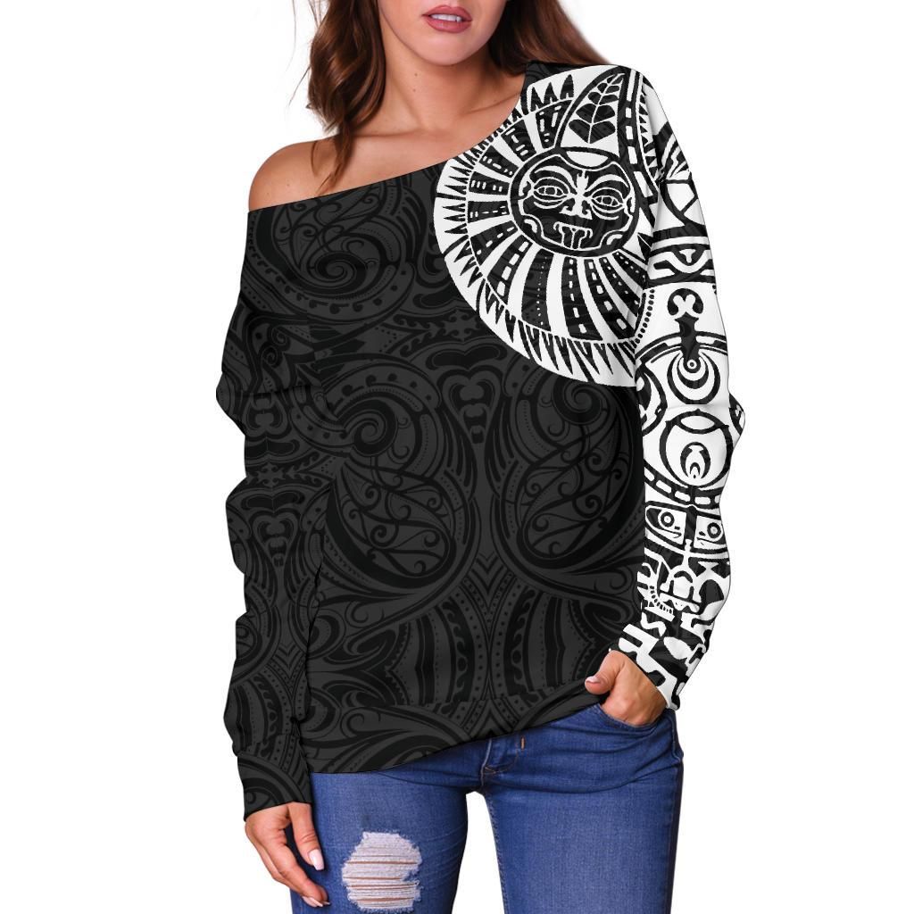 New Zealand Maori Warrior Tattoo Off Shoulder Sweater White A75 Tattooscafe 3050