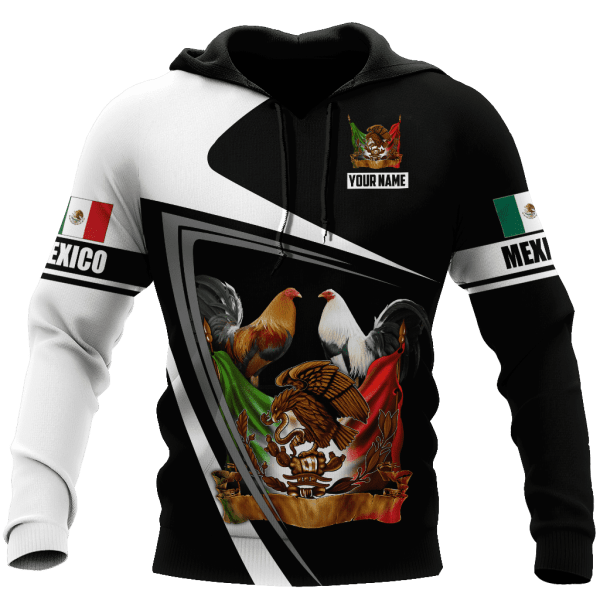 Custom Name Rooster And Eagle Mexican Flag Logo Black And White 3D All ...