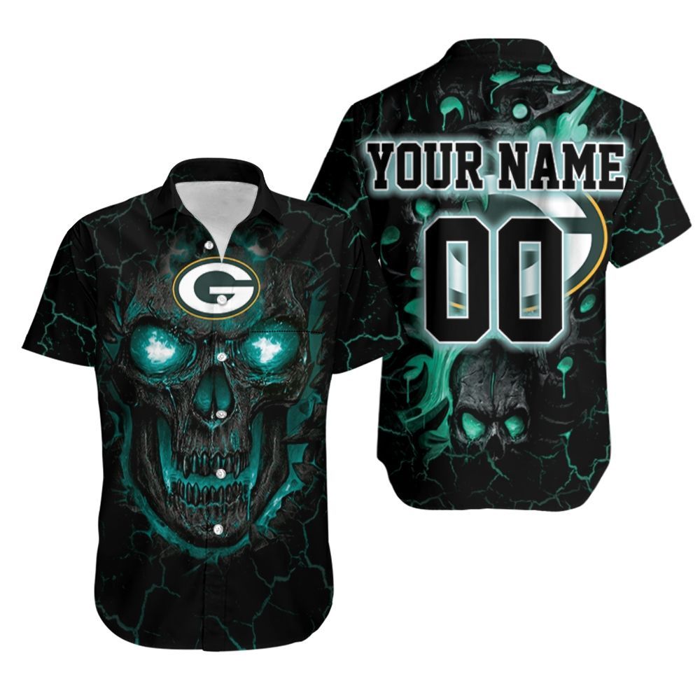 Lava Skull Green Bay Packers 3D Personalized Hawaiian Shirt