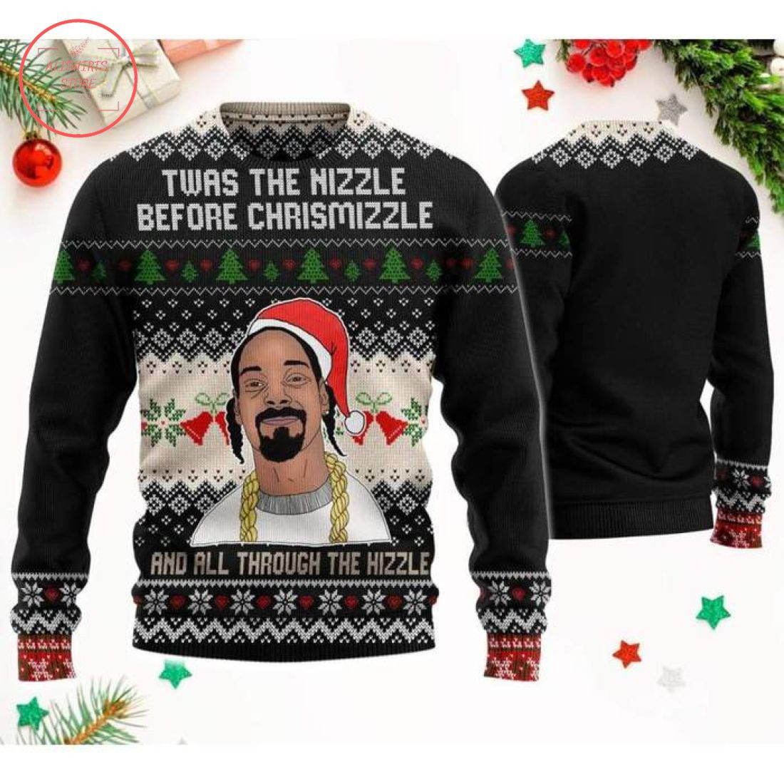 Snoop Dogg Twas The Nizzle Before Chrismizzle Ugly Christmas Sweater