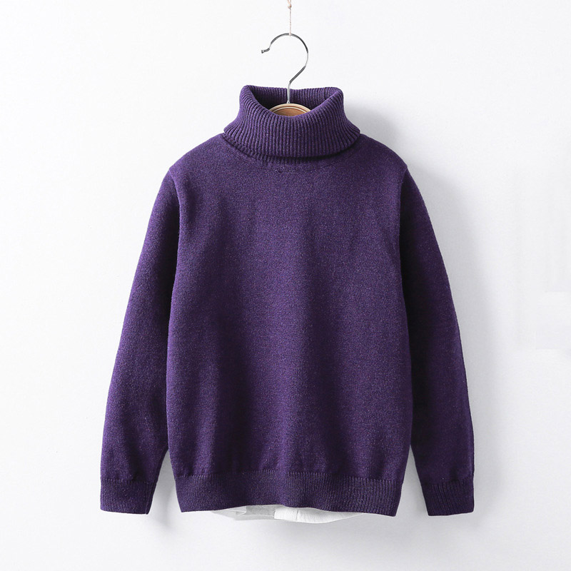 2-12T Toddler Kid Boy Girl Clothes Autumn Winter Warm Pullover Top long sleeve turtleneck Knitted Sweater Casual Plain Knitwear alx