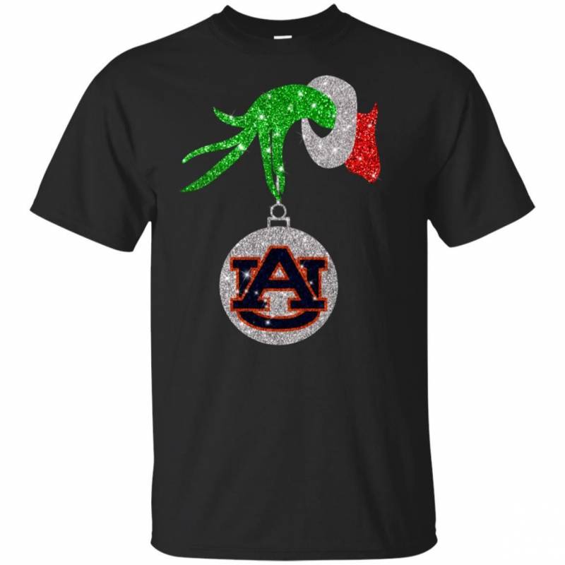 Auburn Tigers Glitter Grinch Monogram Ornament Christmas Gift Youth T-shirt