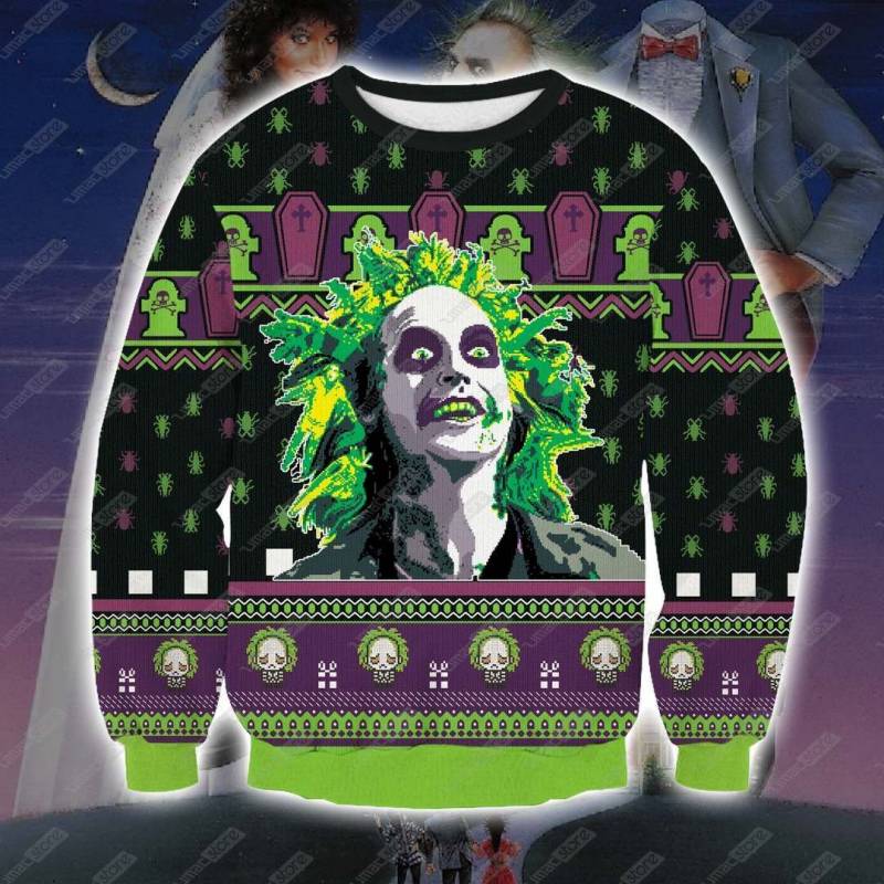 Beetlejuice V2 3D Print Ugly Christmas Sweatshirt