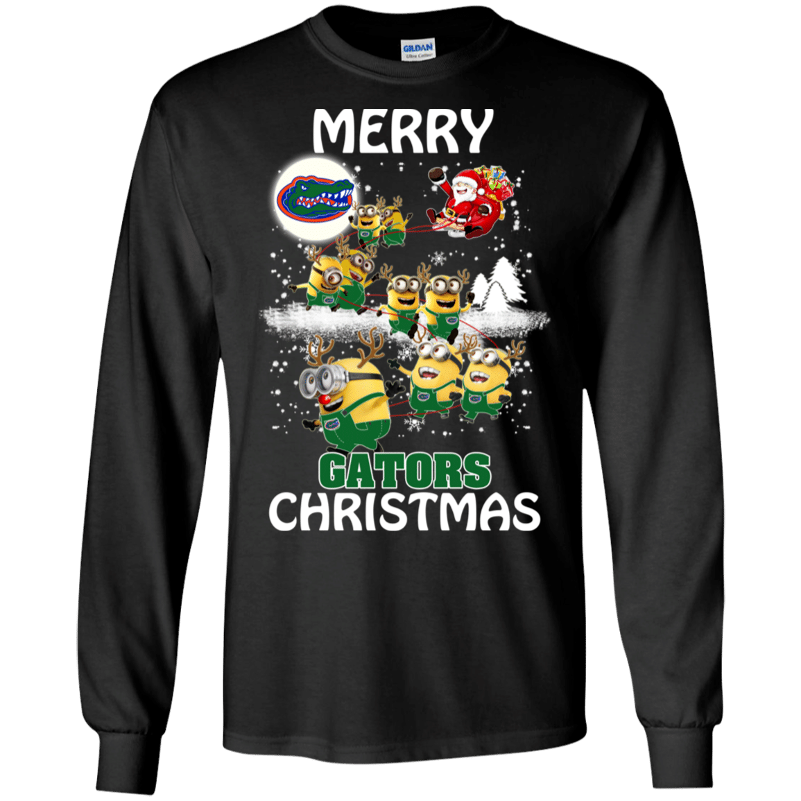 Check out this awesome Florida Gators Ugly Christmas Sweaters Minions Santa Claus Merry Christmas LS Cotton T-Shirt