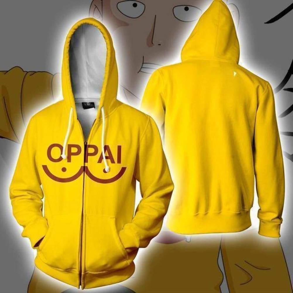 One Punch Man Hoodies – Anime Oppai Zip Up Hooded Sweatshirt – Chingontees