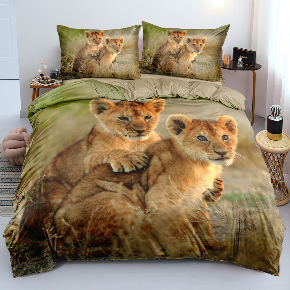 3D Digital Thinking Lion Duvet Cover Set Cover Set Twin Double King Size Bedding Set