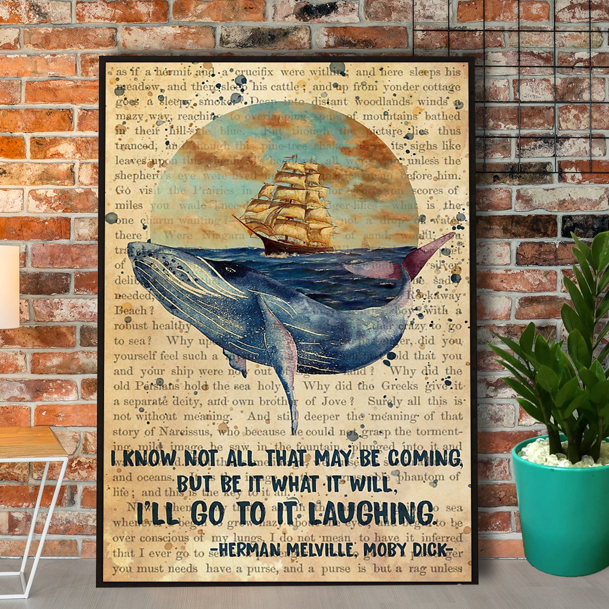 Whale Ship I’Ll Go To It Laughing Vintage Canvas Poster Wall Art