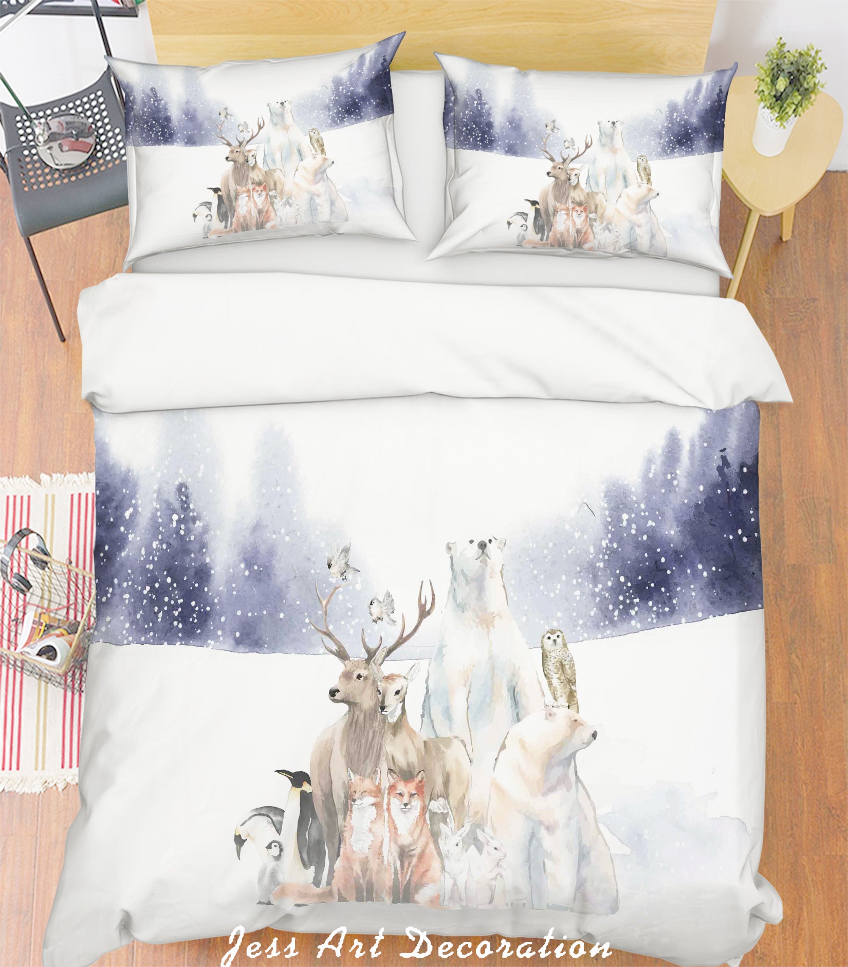 3D Snowfield Animals Quilt Cover Set Bedding Set Pillowcases  50