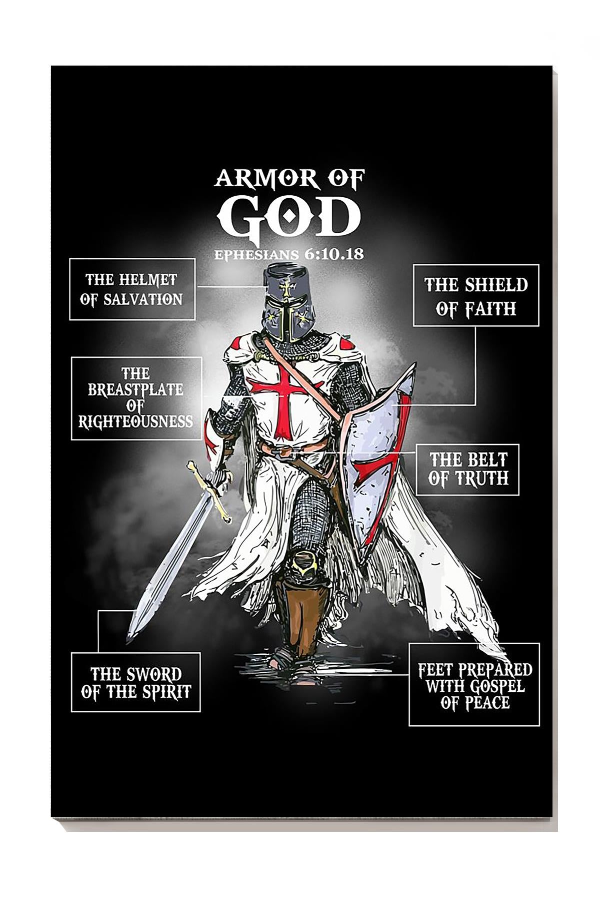 Armor Of God Bible Quote Wall Art For Christian Home Decor Wrapped Canvas