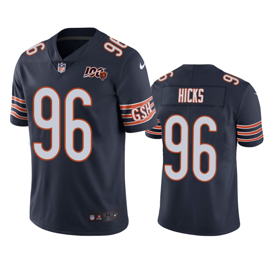 Chicago Bears Akiem Hicks Navy 100th Season Vapor Limited Jersey