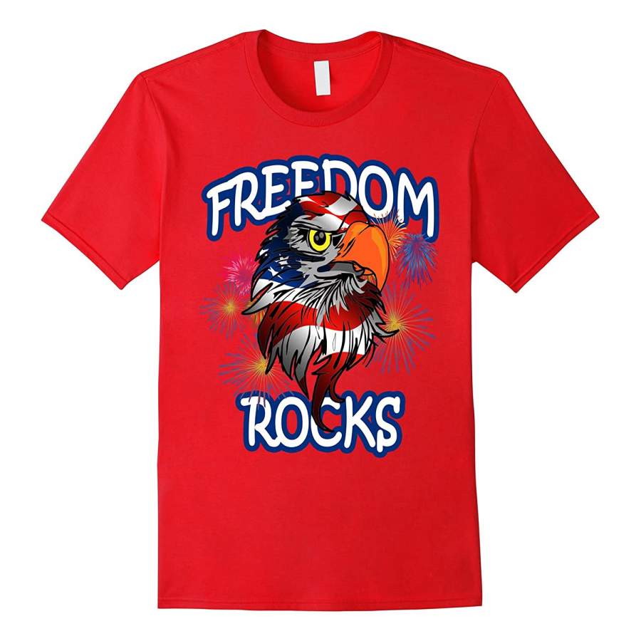 4th of July Patriotic American Flag T-shirt  FREEDOM ROCKS