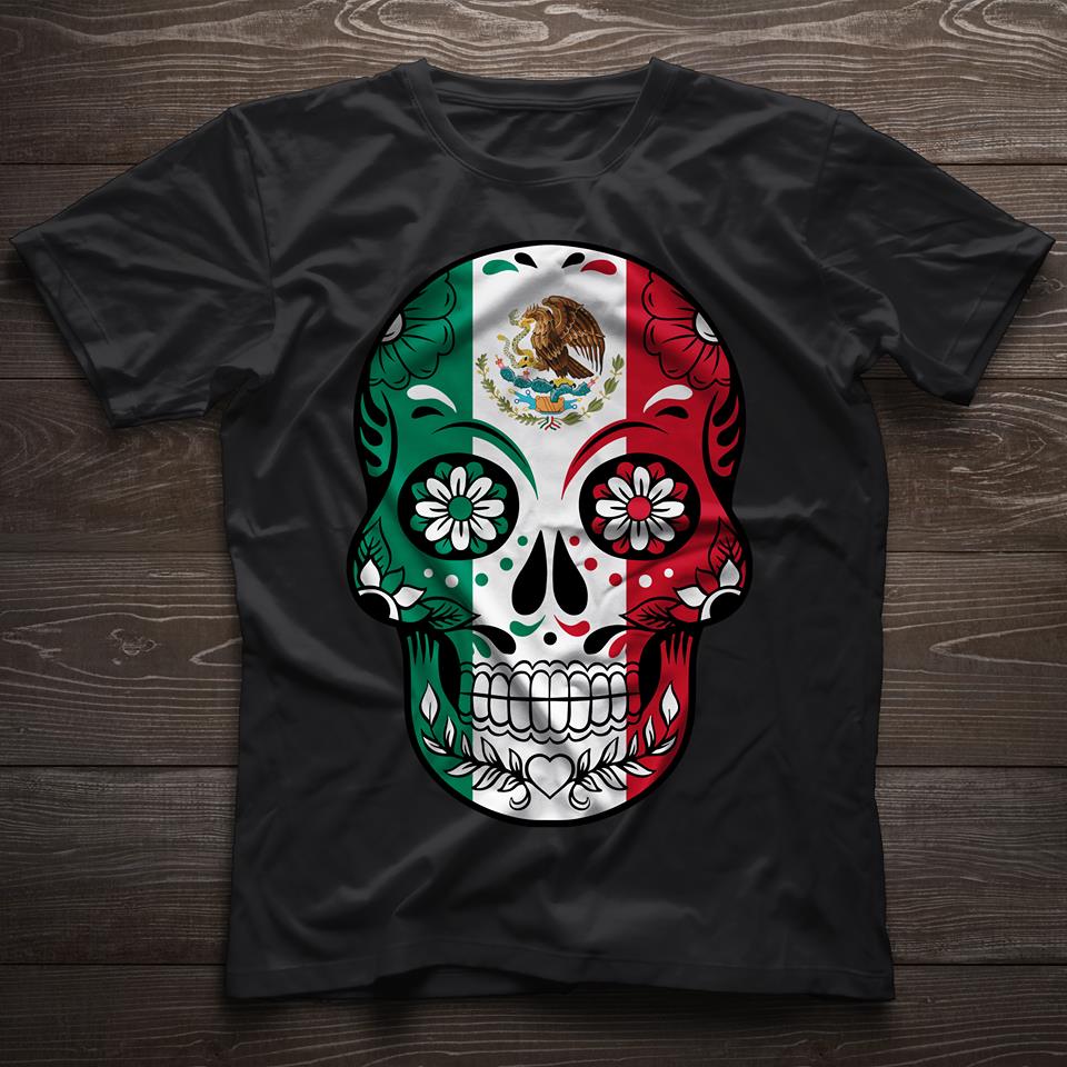 Skull Mexican Flag Pattern Gift Standard/Premium T-Shirt