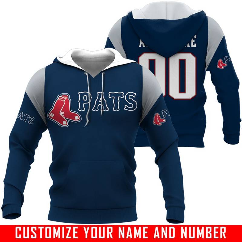 Logo Mashup 2 – New England Patriots X Boston Red Sox – CUSTOMIZE NAME AND NUMBER – HOT SALE 3D PRINTED – NOT IN STORE