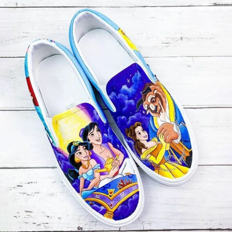 Beauty And The Beast  Aladdin And Jasmine Gift For Men And Women Slip On Shoes