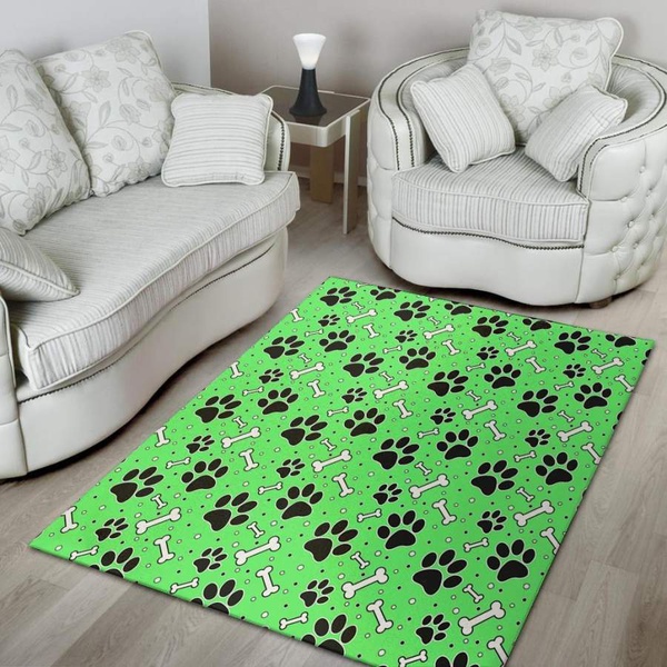 Green Paw Area Rug