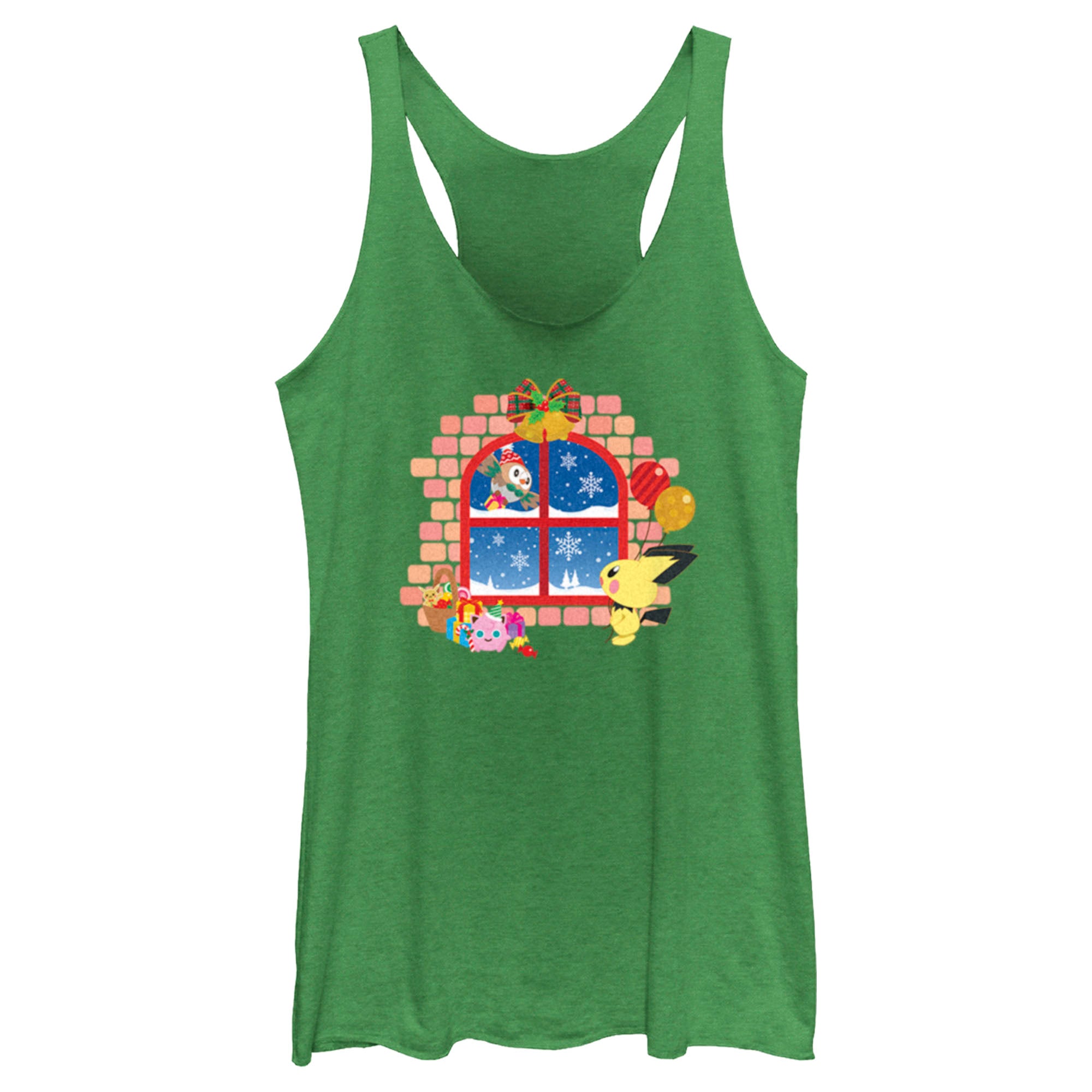 Women’S Pokemon Christmas Window Racerback Tank Top